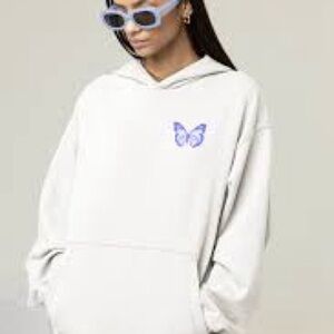 Jack & Jones Cream Hoodie with Purple Graphic